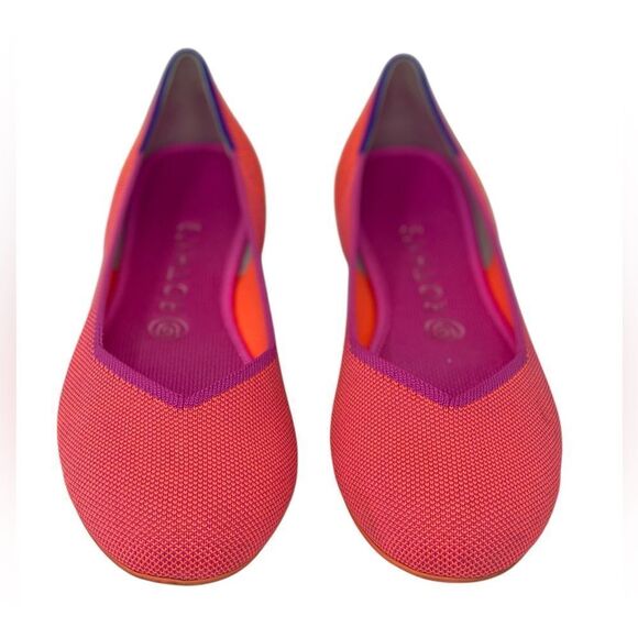 Rothy’s Sz 8.5 Flamingo Pink Slip-On Roundtie Fabric Ballet Slipper Flats - Picture 2 of 9